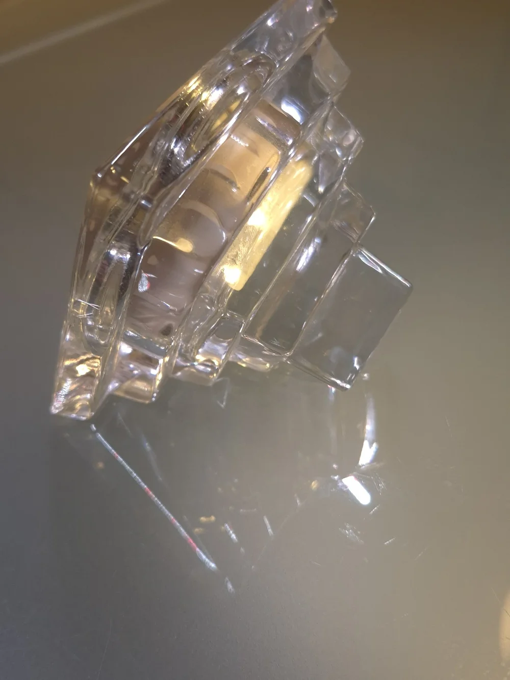 Crystal Clear Square Desk Clock - White Face